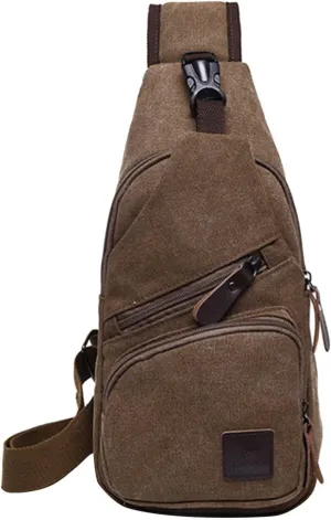 Men Messenger Bags Fashion Outdoor Canvas Chest Bags Bike Functional Pocket Travel Backpack Bears (Coffee, One Size)
