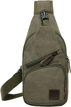 Men Messenger Bags Fashion Outdoor Canvas Chest Bags Bike Functional Pocket Travel Backpack Bears (Green, One Size)