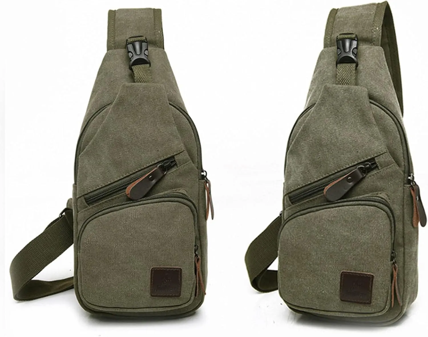 Men Messenger Bags Fashion Outdoor Canvas Chest Bags Bike Functional Pocket Travel Backpack Bears (Green, One Size)
