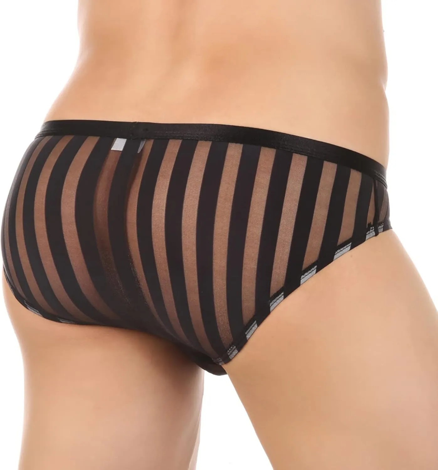Men's Briefs Sexy Interstrip Breathable Panties Striped Sheer Mesh Briefs Underwear
