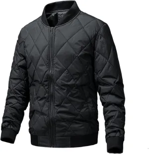 Men's Cotton-Padded Jacket Winter Collar Zipper Plus Cotton Coat Tide Casual Cardigan with Pockets