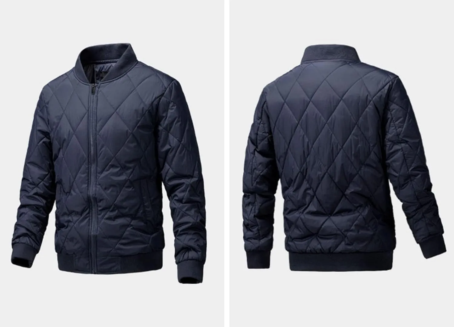 Men's Cotton-Padded Jacket Winter Collar Zipper Plus Cotton Coat Tide Casual Cardigan with Pockets