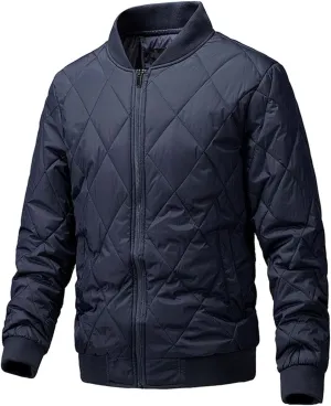 Men's Cotton-Padded Jacket Winter Collar Zipper Plus Cotton Coat Tide Casual Cardigan with Pockets