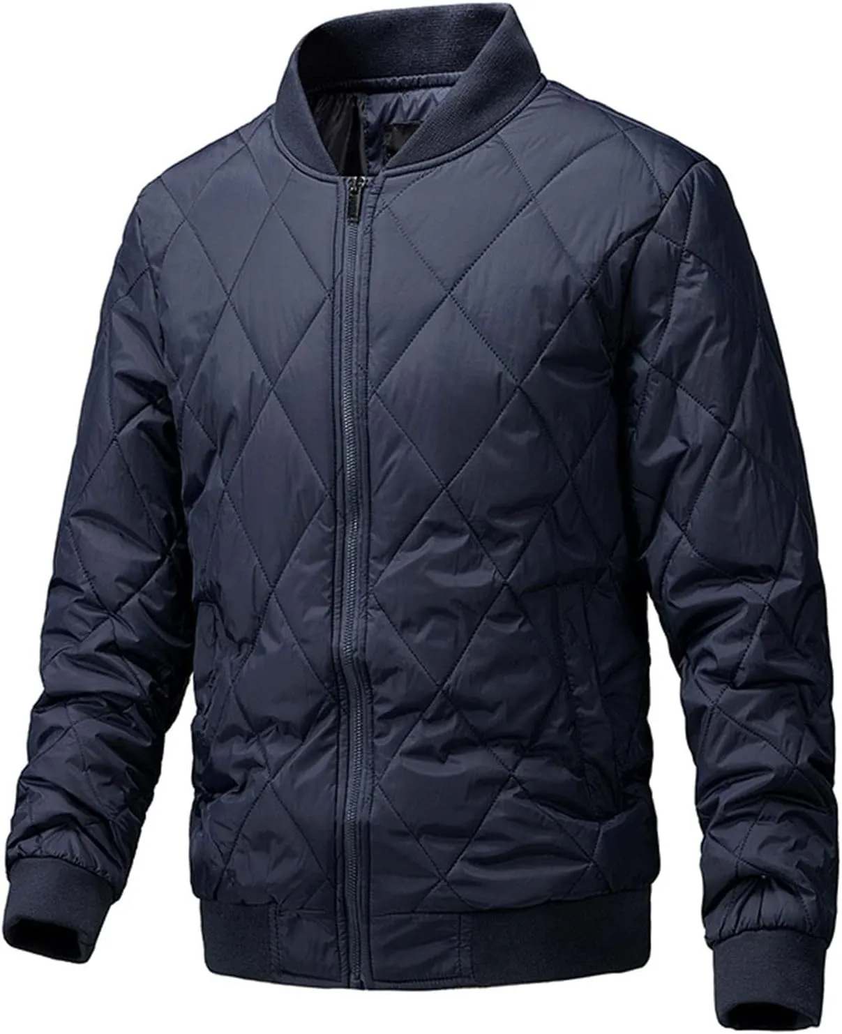 Men's Cotton-Padded Jacket Winter Collar Zipper Plus Cotton Coat Tide Casual Cardigan with Pockets