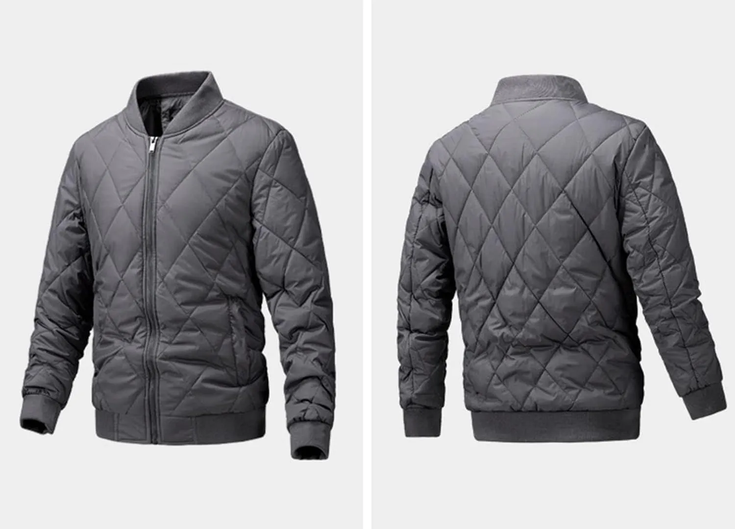 Men's Cotton-Padded Jacket Winter Collar Zipper Plus Cotton Coat Tide Casual Cardigan with Pockets