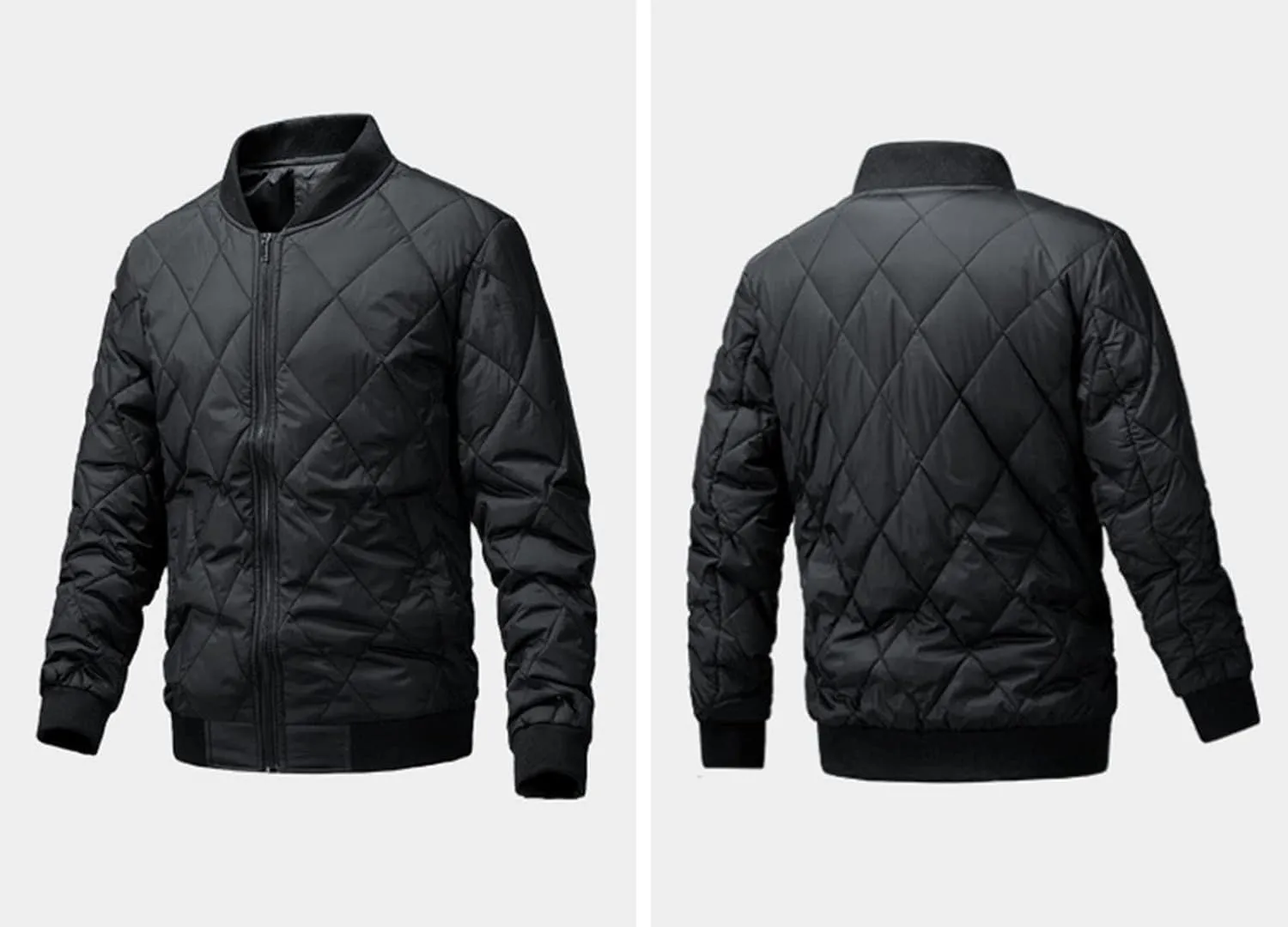 Men's Cotton-Padded Jacket Winter Collar Zipper Plus Cotton Coat Tide Casual Cardigan with Pockets