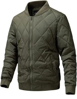 Men's Cotton-Padded Jacket Winter Collar Zipper Plus Cotton Coat Tide Casual Cardigan with Pockets