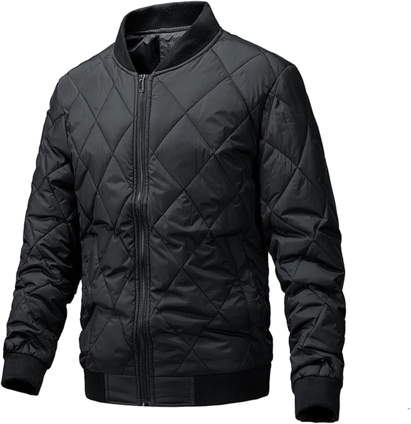 Men's Cotton-Padded Jacket Winter Collar Zipper Plus Cotton Coat Tide Casual Cardigan with Pockets