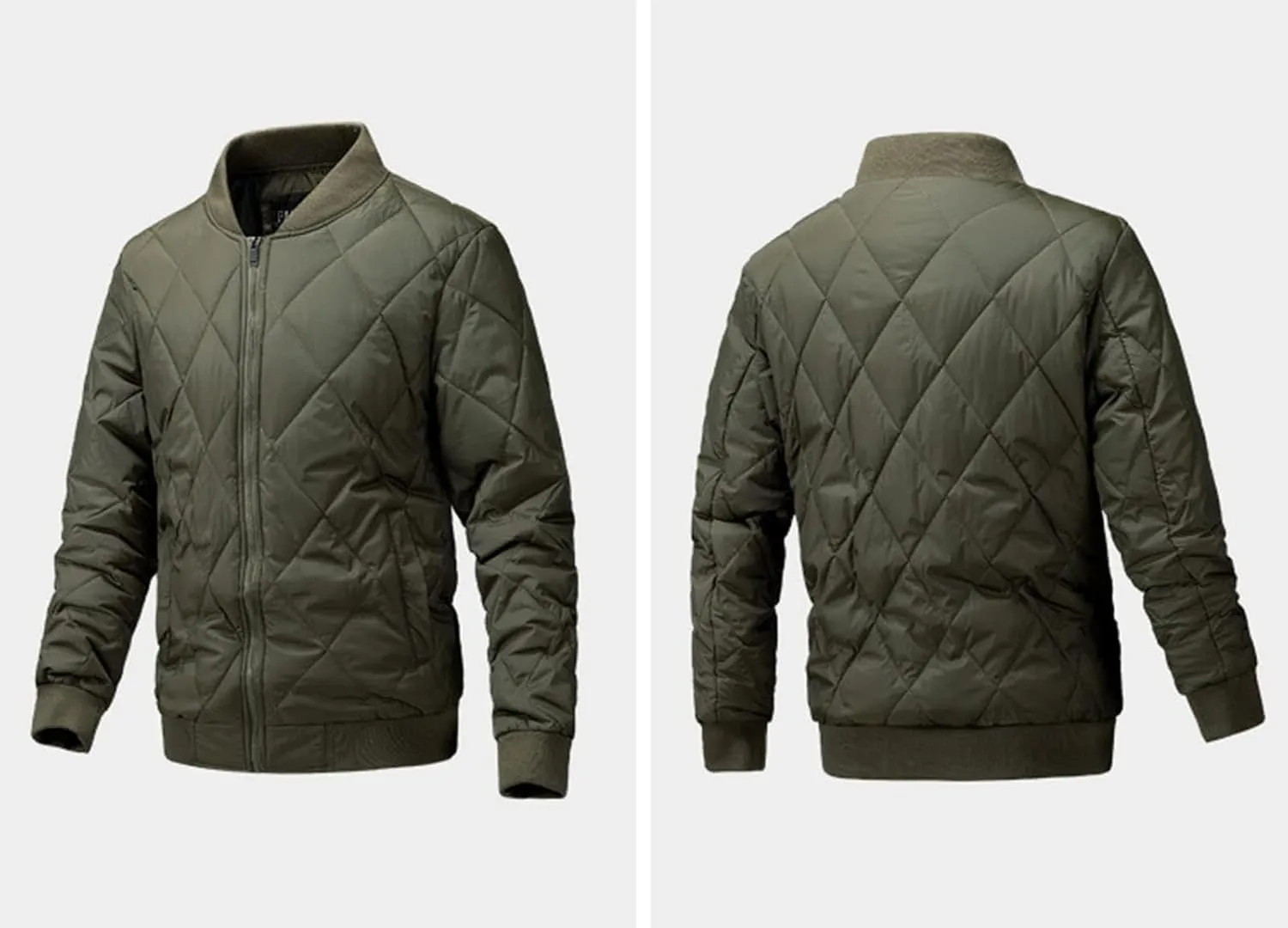 Men's Cotton-Padded Jacket Winter Collar Zipper Plus Cotton Coat Tide Casual Cardigan with Pockets