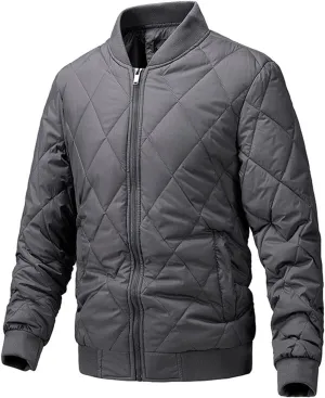 Men's Cotton-Padded Jacket Winter Collar Zipper Plus Cotton Coat Tide Casual Cardigan with Pockets
