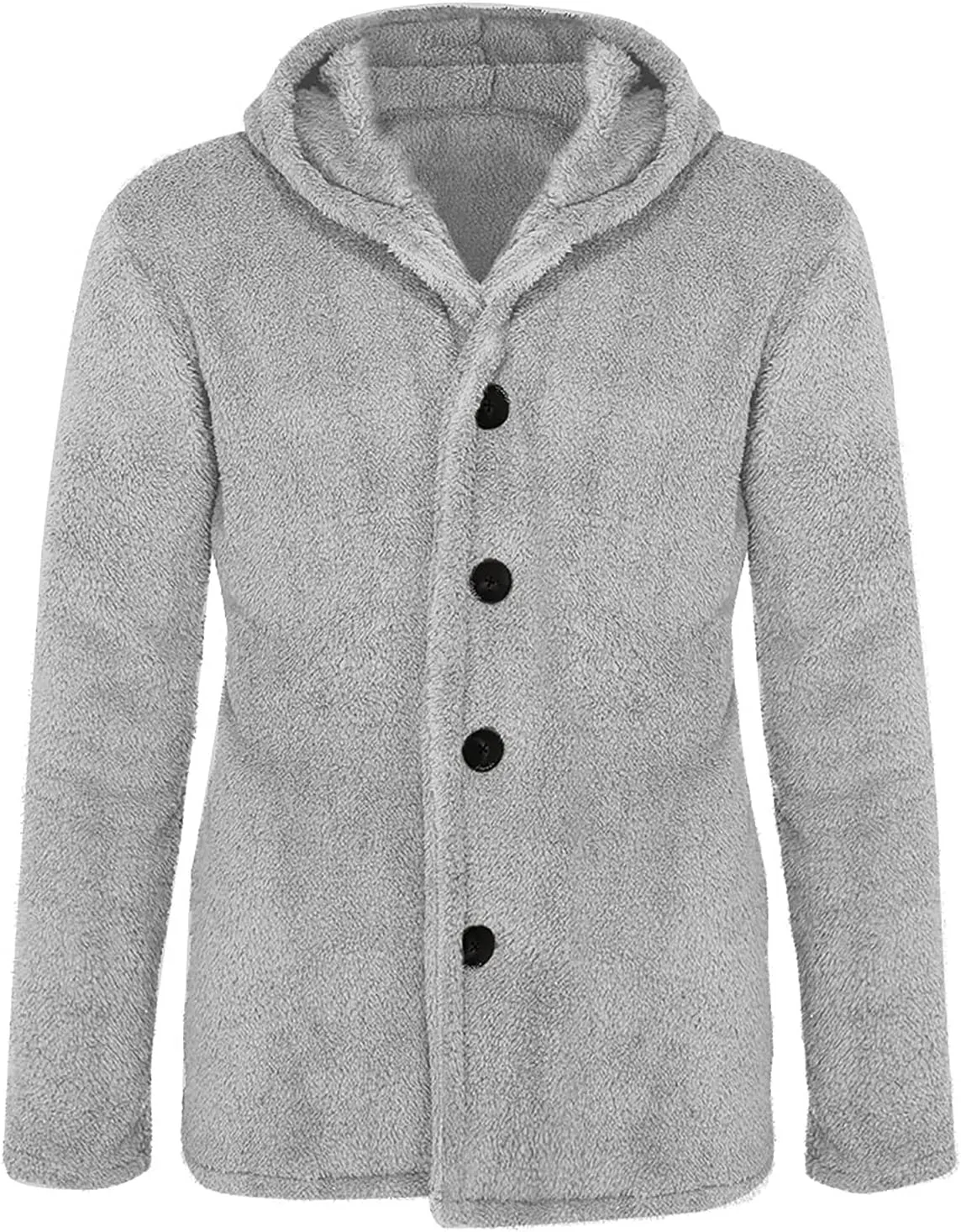 Mens Fluffy Fuzzy Jacket,Plush Fleece Casual Winter Fall Button Up Cardigan Coat Soft Sherpa Outerwear