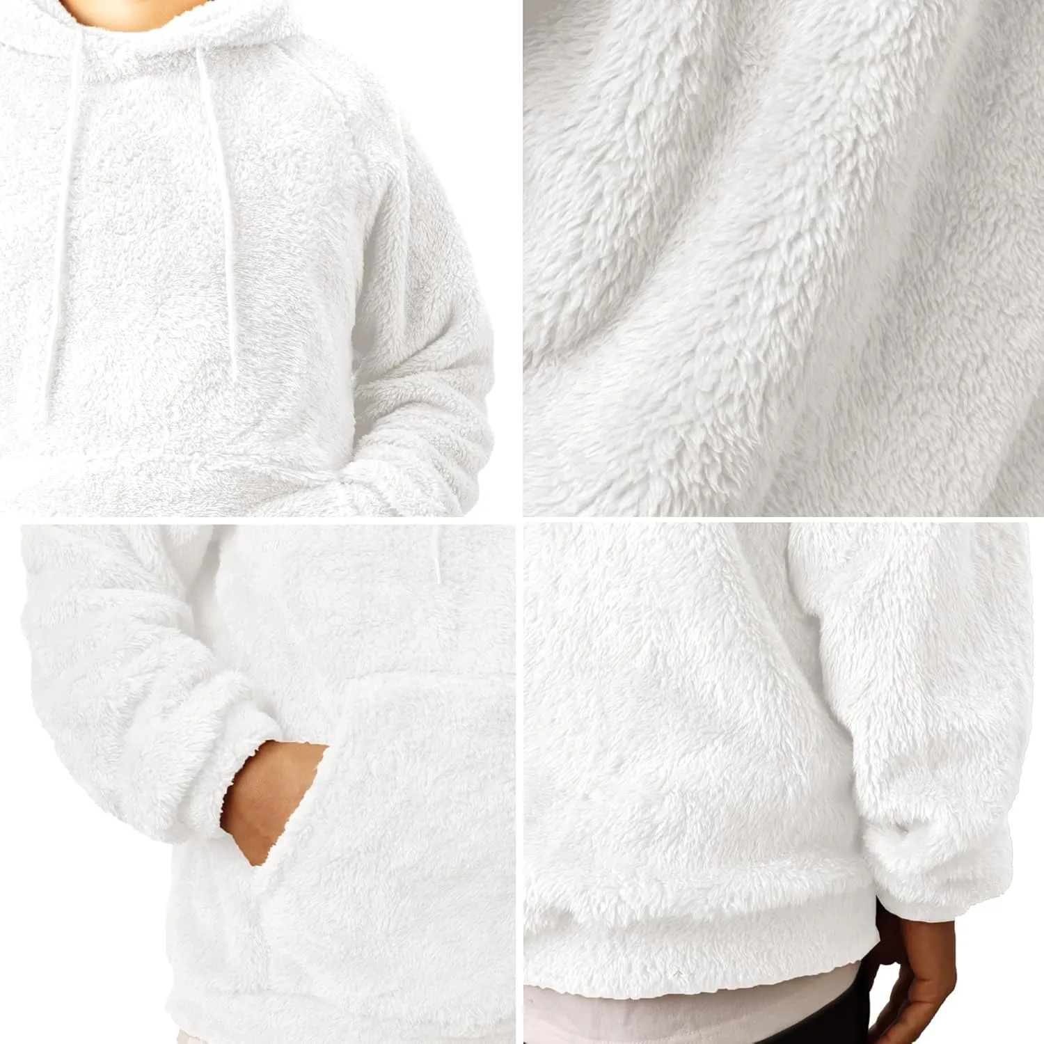 Mens Fuzzy Sherpa Hoodie Sweatshirt Long Sleeve Fashion Pullover Fall Outwear Winter Hooded
