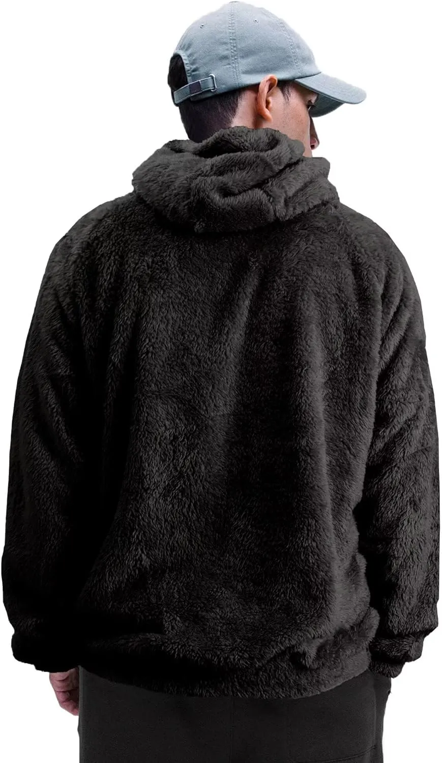 Mens Fuzzy Sherpa Hoodie Sweatshirt Long Sleeve Fashion Pullover Fall Outwear Winter Hooded