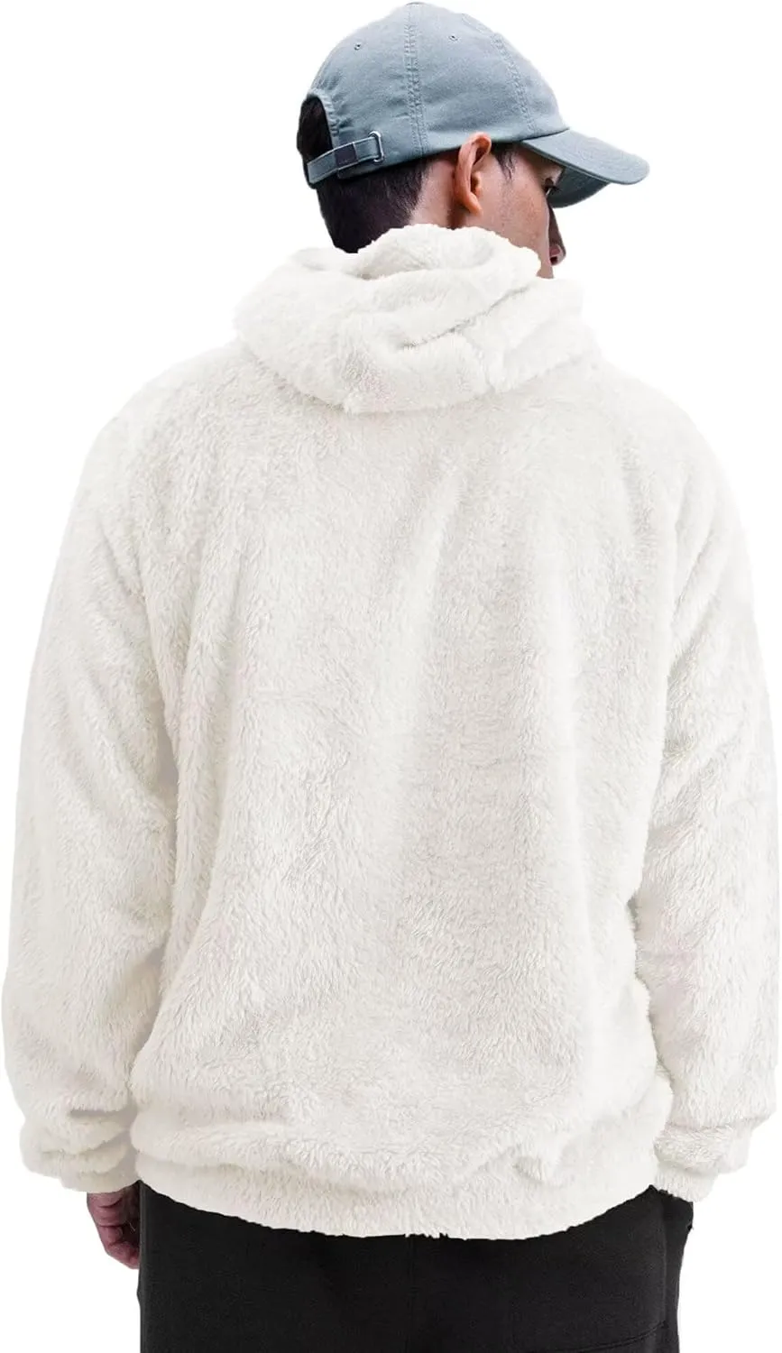 Mens Fuzzy Sherpa Hoodie Sweatshirt Long Sleeve Fashion Pullover Fall Outwear Winter Hooded