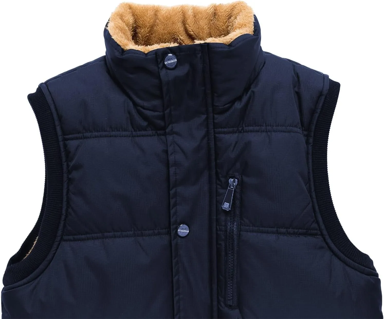 Men's Lightweight Packable Insulated Thick Padded Vest Men Warm Solid Heated Cotton Tops Pocket Casual Packable Padded