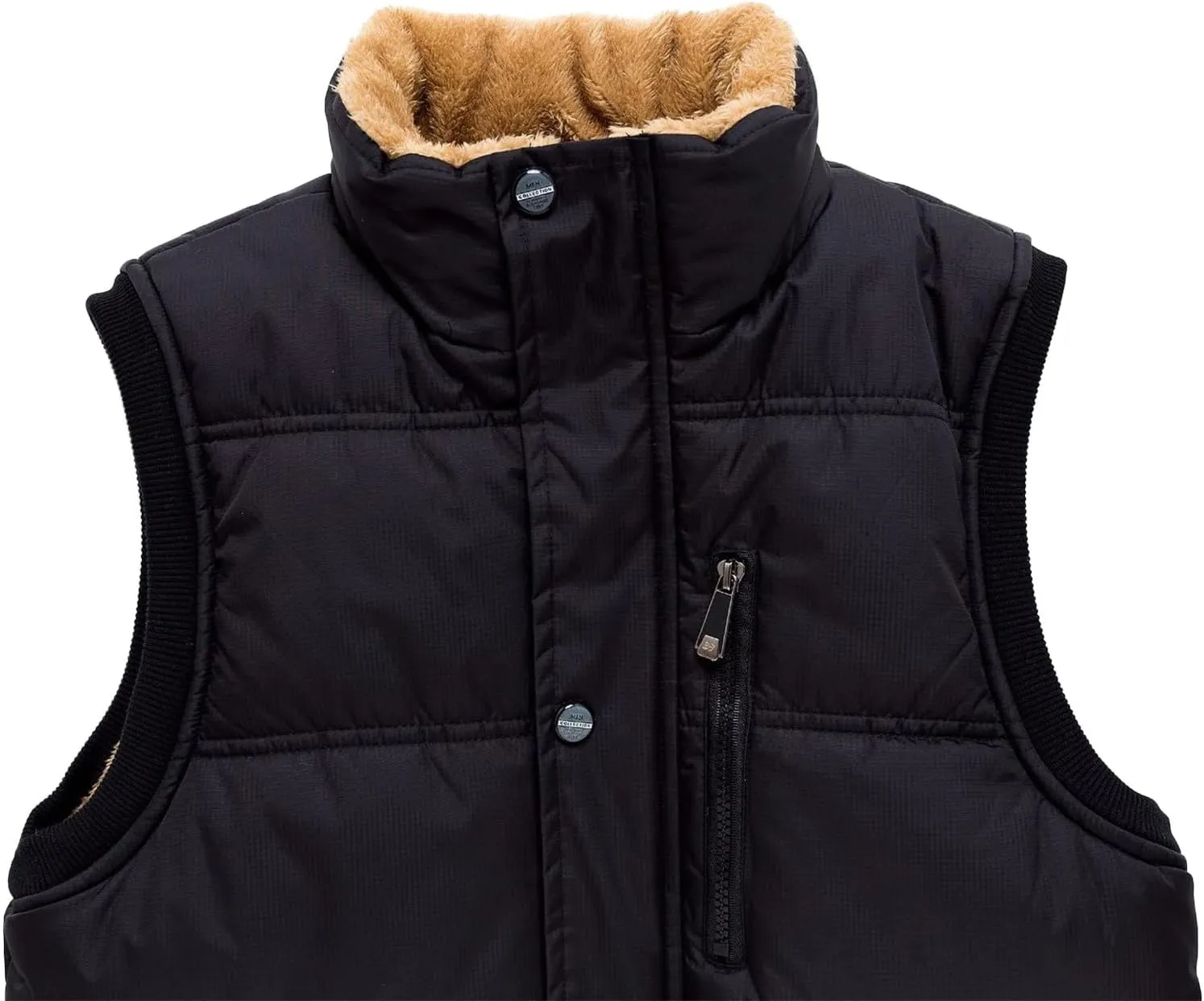 Men's Lightweight Packable Insulated Thick Padded Vest Men Warm Solid Heated Cotton Tops Pocket Casual Packable Padded