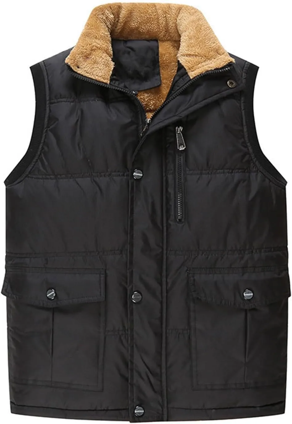 Men's Lightweight Packable Insulated Thick Padded Vest Men Warm Solid Heated Cotton Tops Pocket Casual Packable Padded