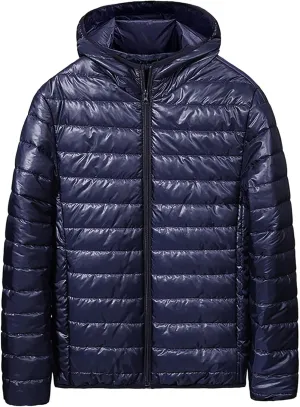 Men's Puffer Jacket with Hooded Puffy Quilted Down Jacket Lightweight Warm Winter Jackets Outerwear Cold Weather Winter Coats