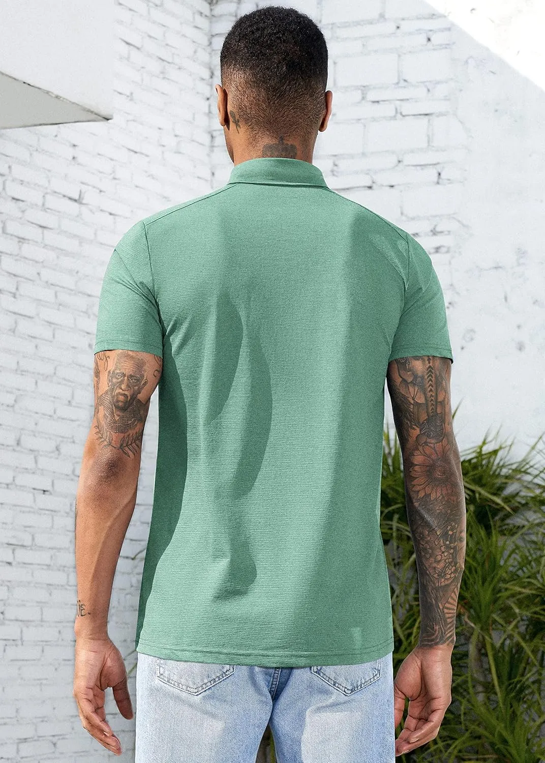 Mens Quick Dry Performance Golf Polo Shirts Short Sleeve Summer Casual Athletic Collared Shirt