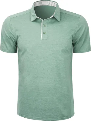 Mens Quick Dry Performance Golf Polo Shirts Short Sleeve Summer Casual Athletic Collared Shirt