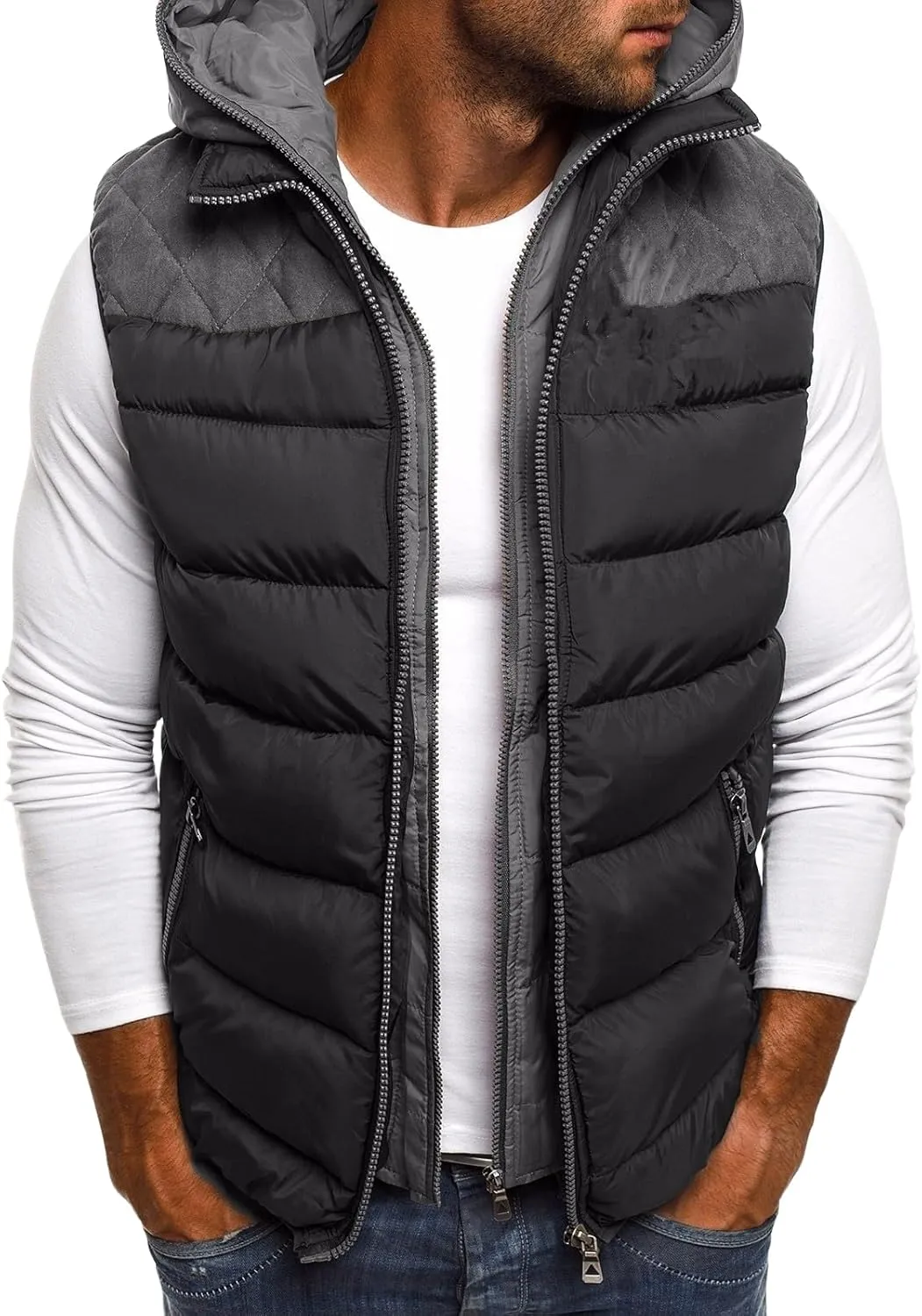 Men's Sleeveless Jacket Vest Padded Cotton Blend Autumn Winter Warm Vest Coat Casual Loose Solid Slim Warm Outwear