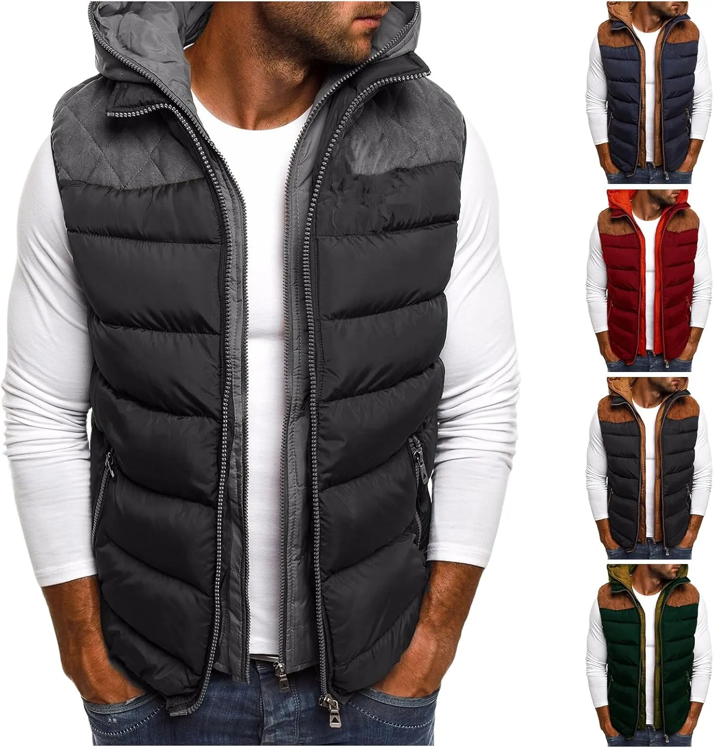 Men's Sleeveless Jacket Vest Padded Cotton Blend Autumn Winter Warm Vest Coat Casual Loose Solid Slim Warm Outwear