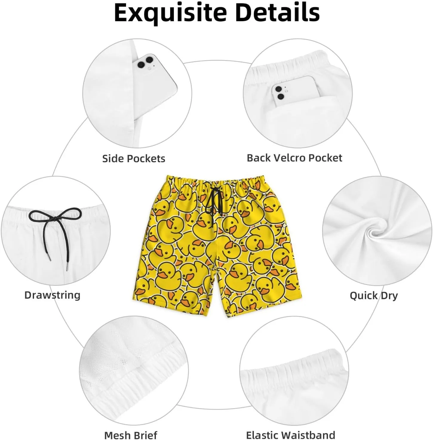 Mens Swim Trunks Quick Dry Swim Shorts with Mesh Lining Breathable Men's Beach Pants Swimwear Bathing Suits