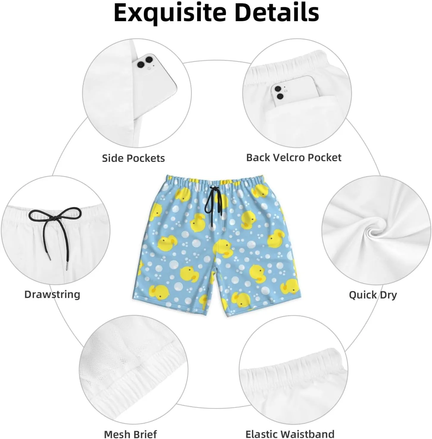 Mens Swim Trunks Quick Dry Swim Shorts with Mesh Lining Breathable Men's Beach Pants Swimwear Bathing Suits