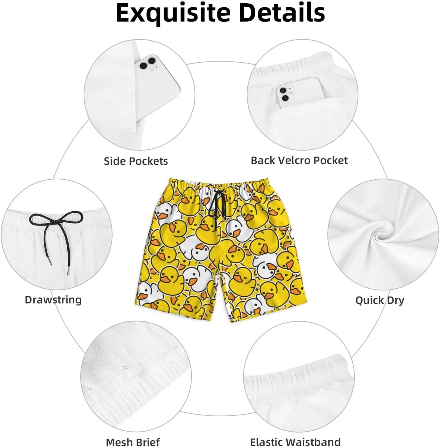 Mens Swim Trunks Quick Dry Swim Shorts with Mesh Lining Breathable Men's Beach Pants Swimwear Bathing Suits
