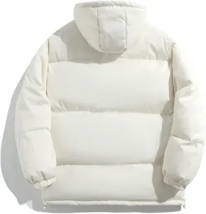 Men's Winter Coat Fleece Lined Parka Jacket Hooded Solid Thickened Hooded Cotton Padded Jacket Mens Outdoor Outwear