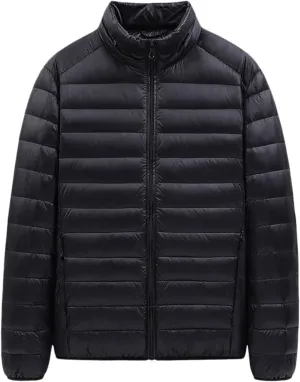 Mens Winter Lightweight Down Jacket Plus Size Packable Insulated Puffer Jackets Casual Full Zip Puffy Fleece Quilted Coats