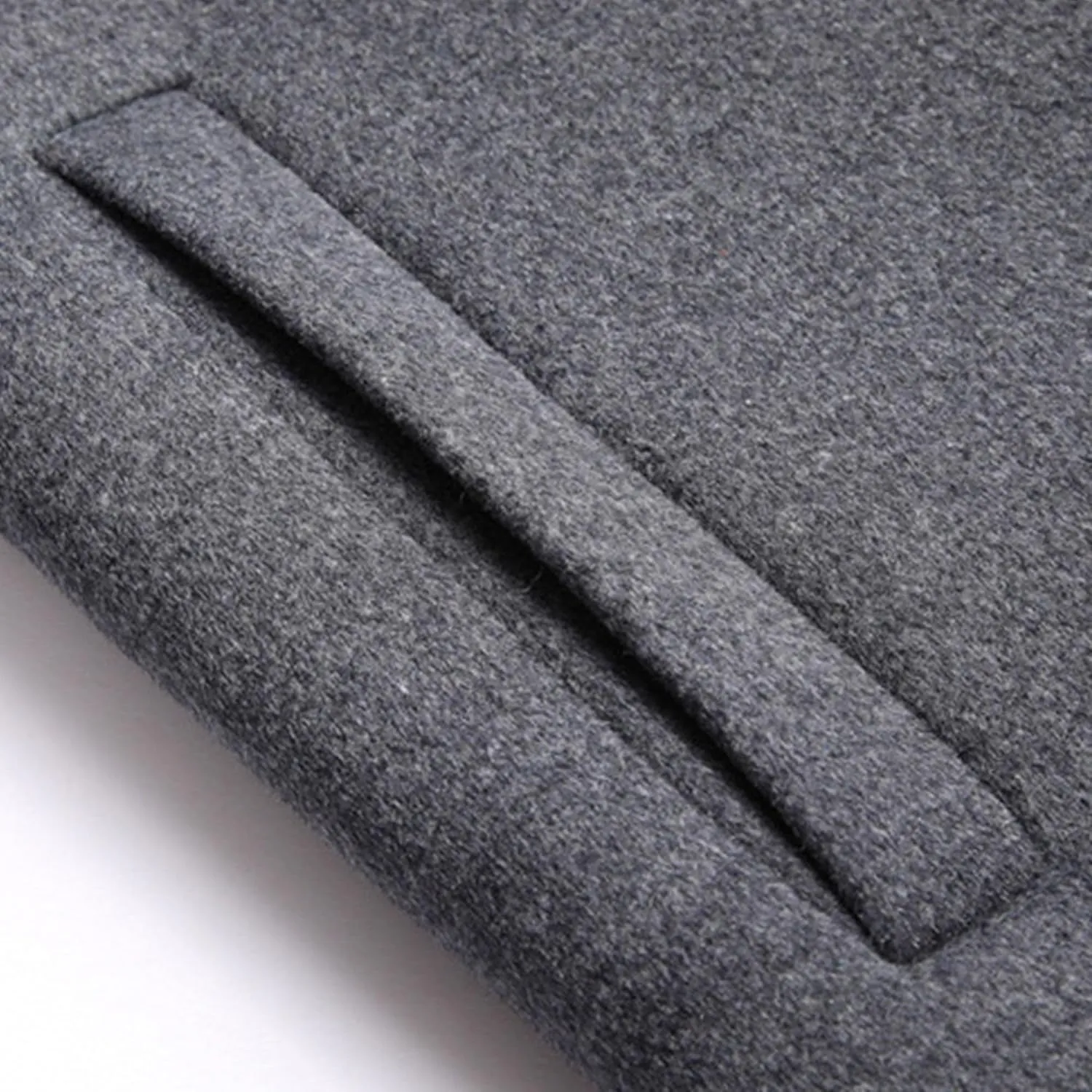 Men's Woollen Long Trench Hoodie Winter Wool Blend Jacket Overcoat Zip Up Top Coat Stylish Warm Pea Coats