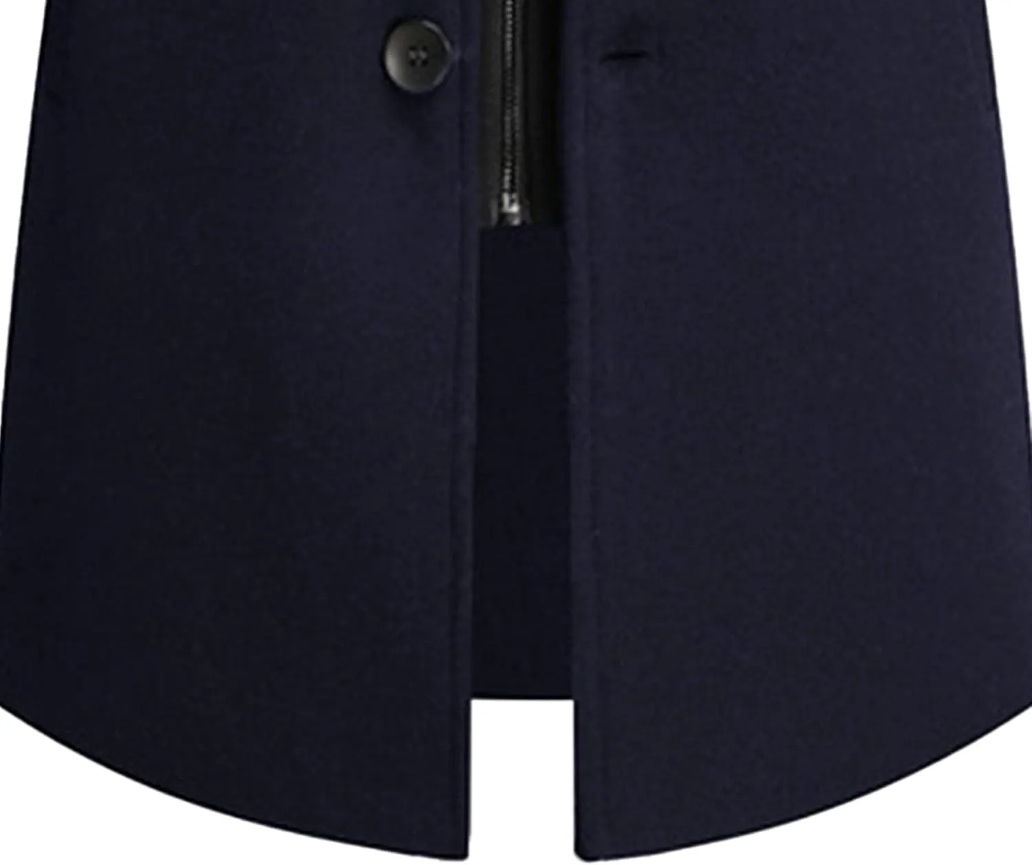 Men's Woollen Long Trench Hoodie Winter Wool Blend Jacket Overcoat Zip Up Top Coat Stylish Warm Pea Coats