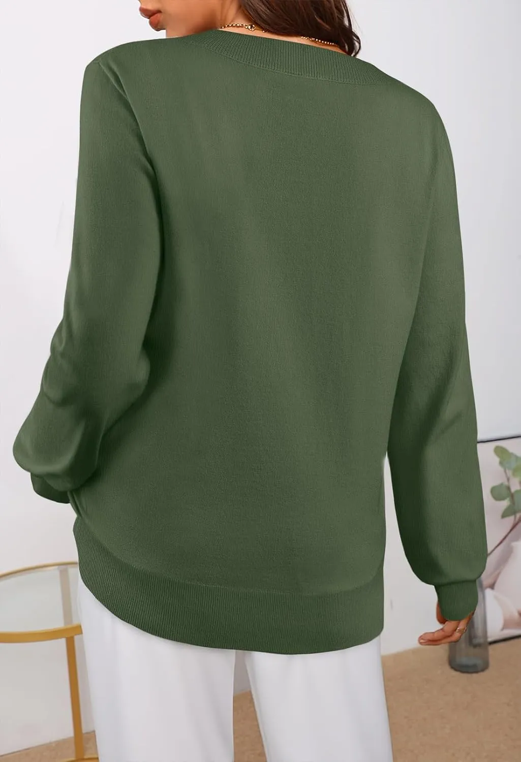 MEROKEETY Women's 2025 Fall Long Sleeve V Neck Tops Casual Lightweight Knit Pullover Sweater Shirts
