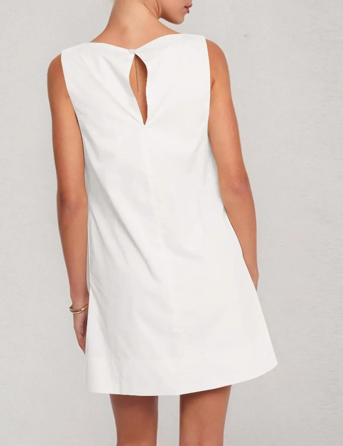 MISSACTIVER Womens Sexy Scoop Neck Summer Mini Dress 2025 Sleeveless Tie Up Back Button Hollow Out Sundress with Pocket