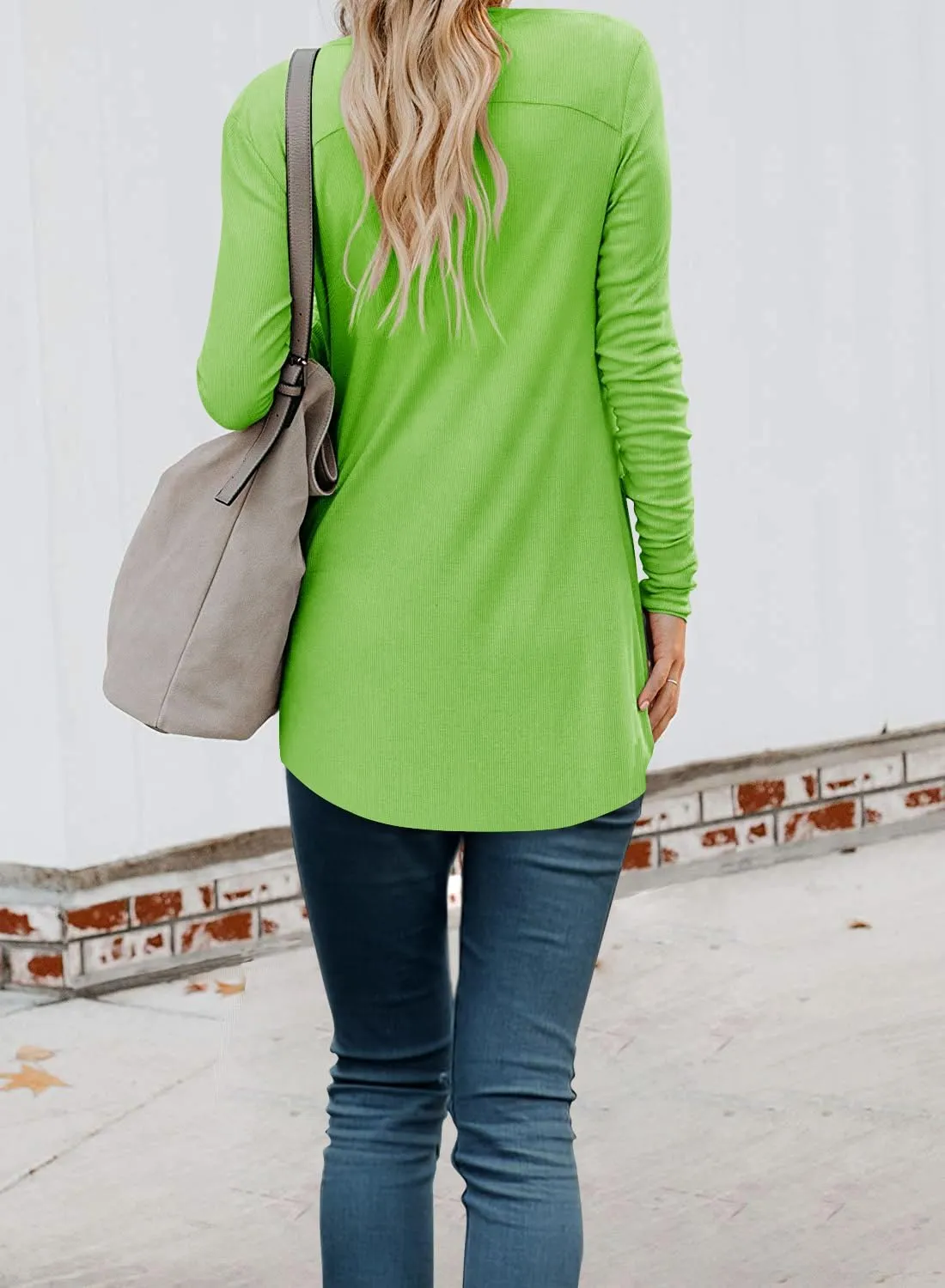 Naggoo Women's Cardigans Button Down Solid Knit Loose Cardigans with Pockets