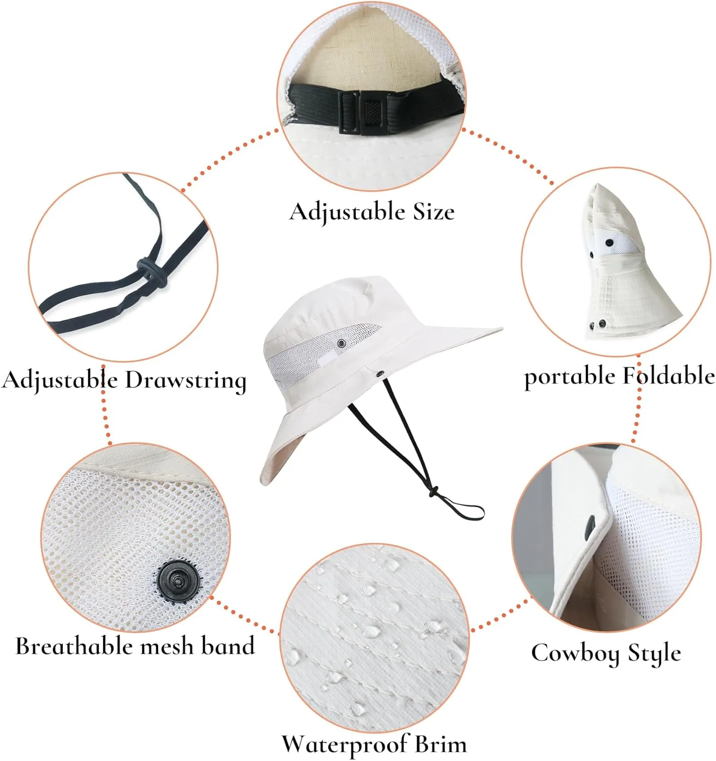 NPJY Sun Hats for Women Men 3 Wide Brim UPF 50  Fishing Beach Bucket Hats