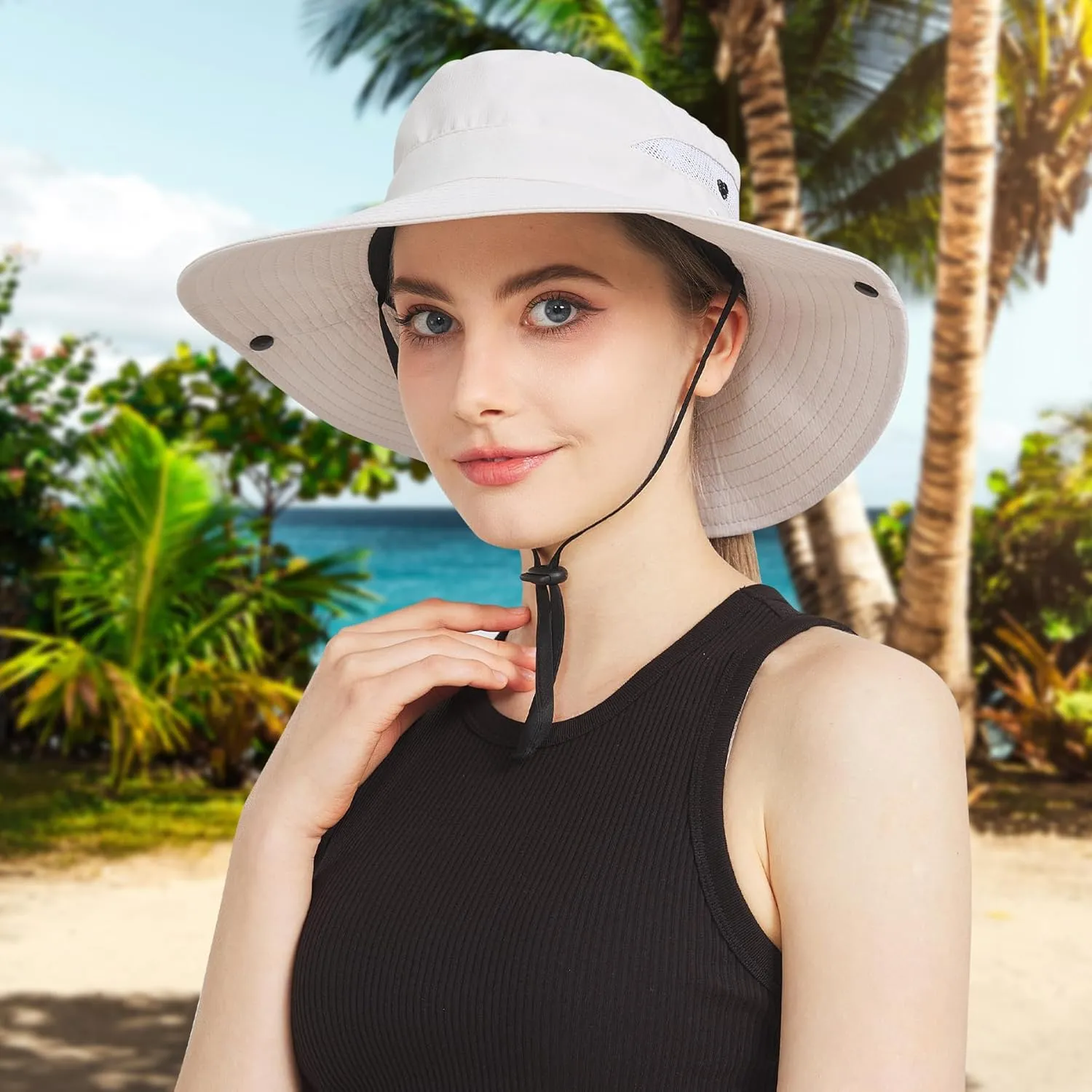 NPJY Sun Hats for Women Men 3 Wide Brim UPF 50  Fishing Beach Bucket Hats