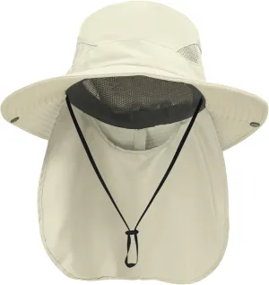 NPQQUAN Ponytail Sun Bucket Hats for Women Men Wide Brim UPF 50  Fishing & Beach Hats
