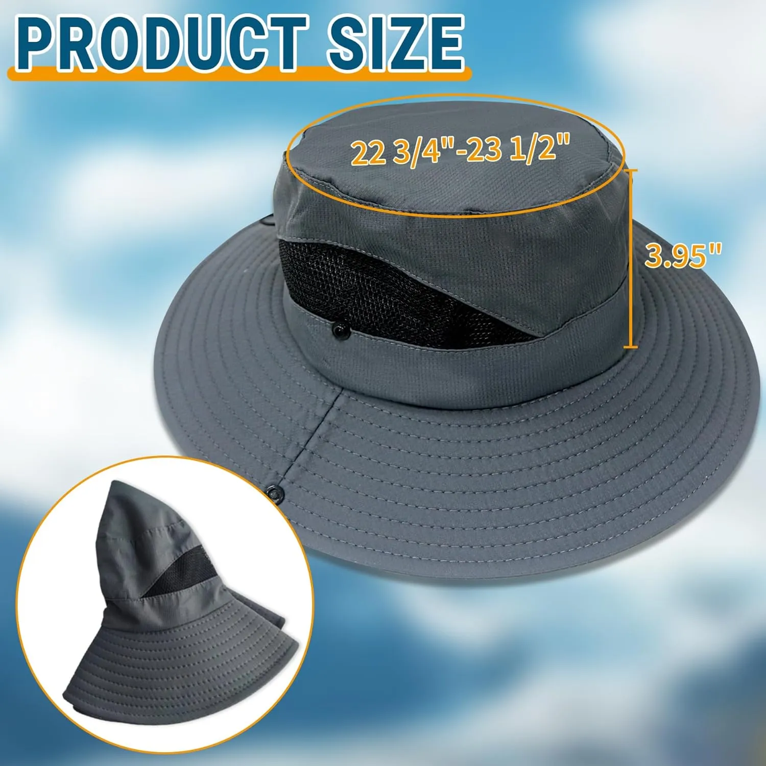 NPQQUAN Ponytail Sun Bucket Hats for Women Men Wide Brim UPF 50  Fishing & Beach Hats