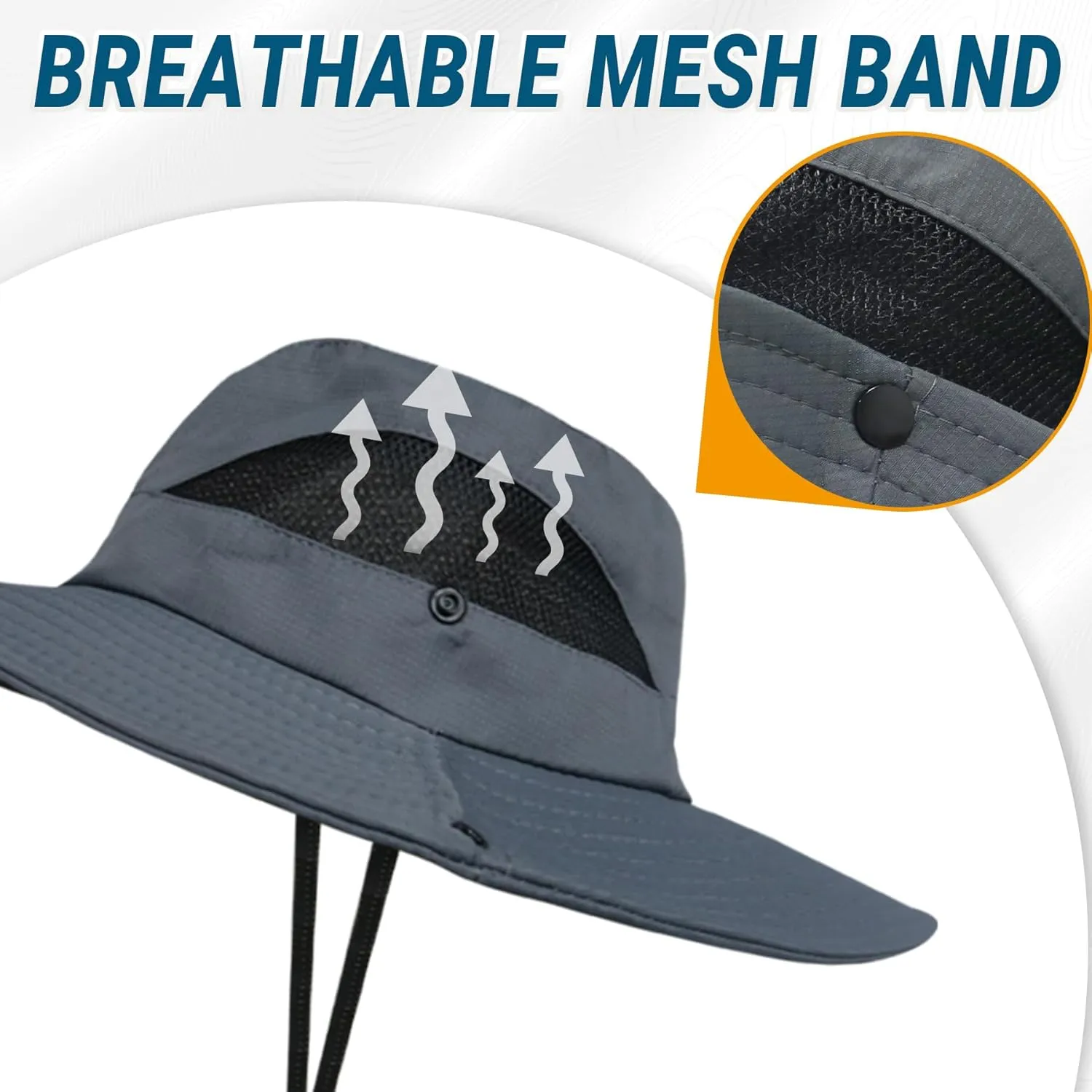 NPQQUAN Ponytail Sun Bucket Hats for Women Men Wide Brim UPF 50  Fishing & Beach Hats