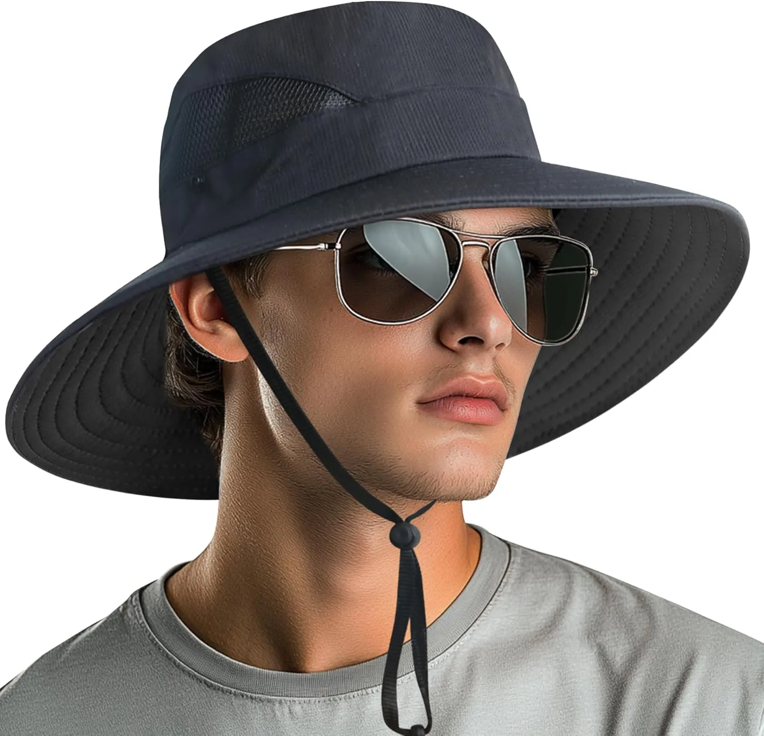 NPQQUAN Ponytail Sun Bucket Hats for Women Men Wide Brim UPF 50  Fishing & Beach Hats
