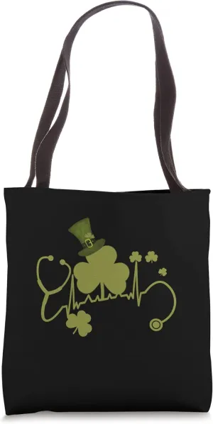 Nurse Doctors St Patricks Day Stethoscope Heartbeat Clover Tote Bag