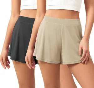 ODODOS 2-Pack Ultra-Soft Modal Lounge Shorts for Women  Lightweight & Breathable Sleepwear, 3" Inseam