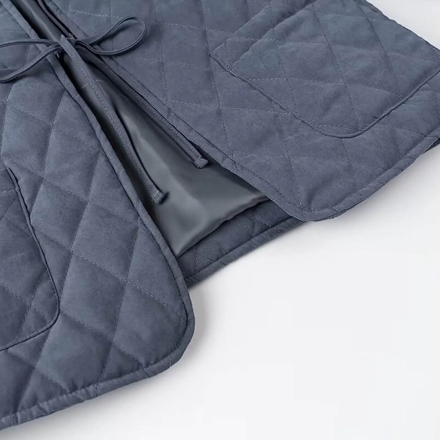 Oplxuo Women's Tie Front Quilted Jackets Cute Ruffle Lapel Cotton Padded Coat Long Sleeve Jacket Winter Puffy Outwear