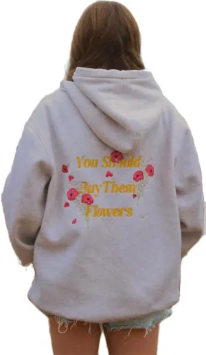 Oversized Graphic Hoodies for Teen Girl Women Cute Y2k Letter Flower Pullover Tops Aesthetic Preppy Sweatshirts