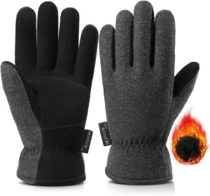 OZERO Winter Gloves for Men & Women | -30 Warm Thermal Running Cycling and Work Gloves for Men Cold Weather | Deerskin and Polar Fleece Insulated Winter Gloves Men