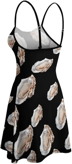 Pearl Oyster Women's Sling Dress Cute Print Summer Loose Beach Sundress Club Party Floral Maxi Dress