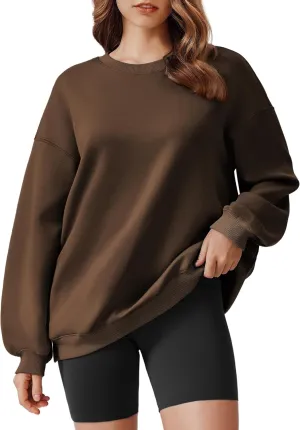 PINSPARK Sweatshirt for Women Oversized 2024 Fall Outfit Long Sleeve Y2K Pullover Top Crewneck Sweat Shirts with Side Pockets