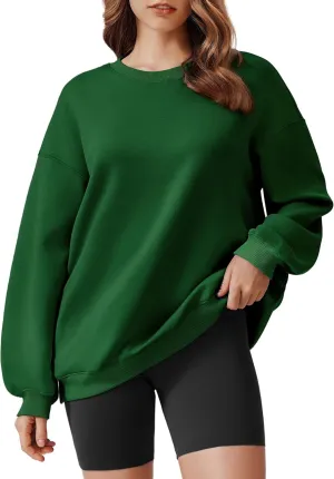 PINSPARK Sweatshirt for Women Oversized 2024 Fall Outfit Long Sleeve Y2K Pullover Top Crewneck Sweat Shirts with Side Pockets